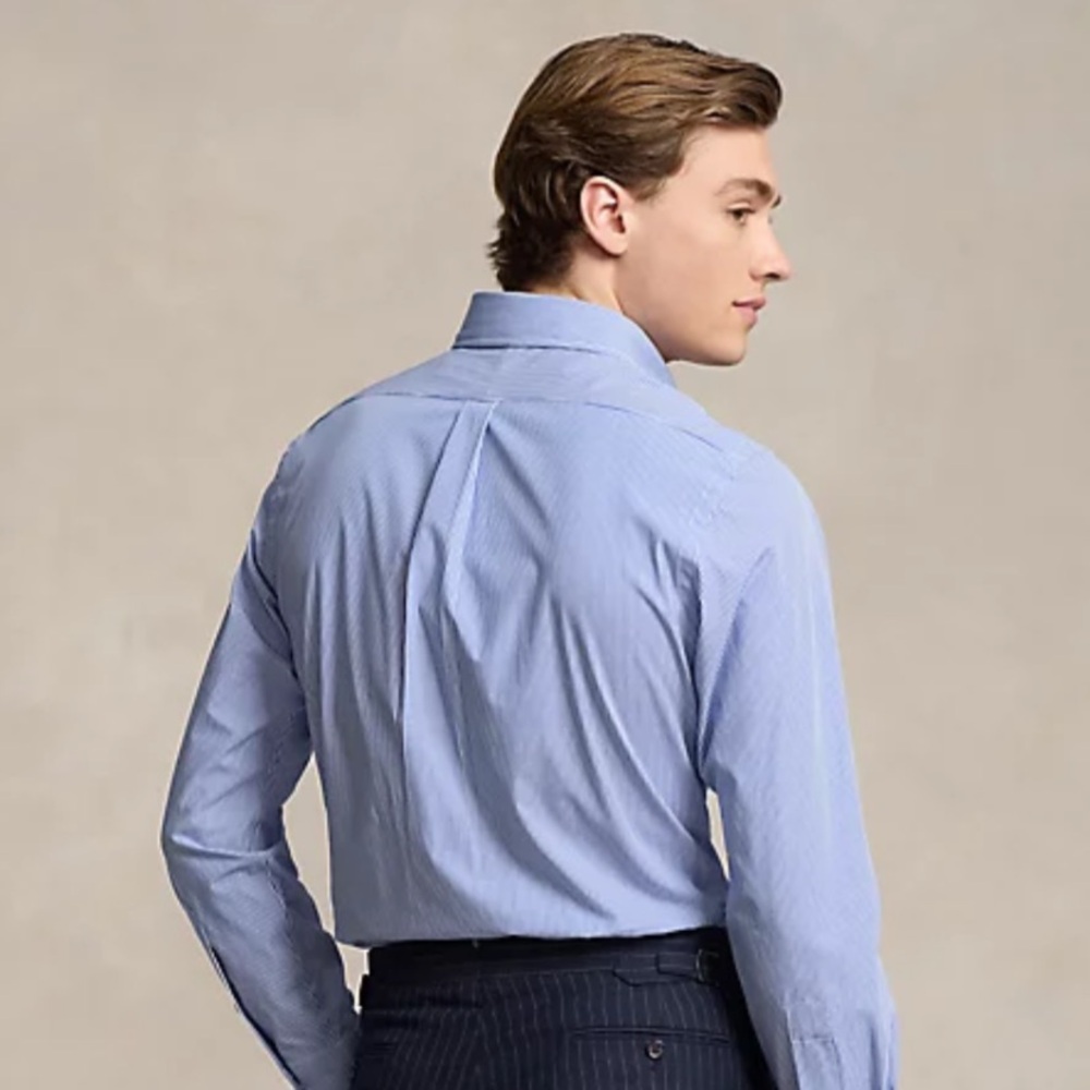RALPH LAUREN Dress Shirt (16.5, Blue/White, Cotton)